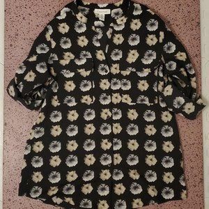 Black and Floral Calvin Klein Button Up Blouse